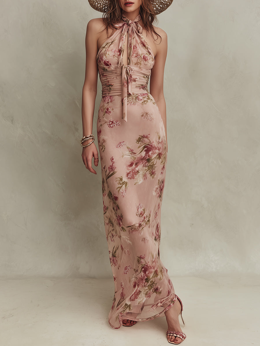 Lia™ | Floral Chiffon Keyhole Maxi Dress