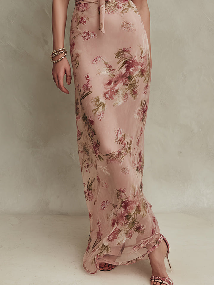Lia™ | Floral Chiffon Keyhole Maxi Dress