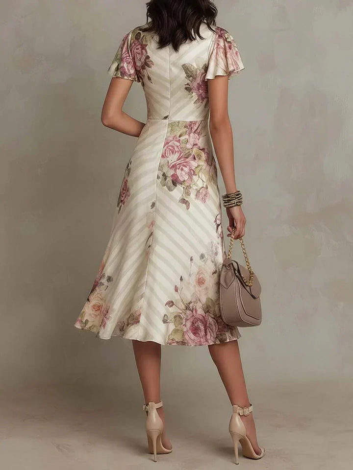 Alba™ | Floral Ruched Wrap Midi Dress