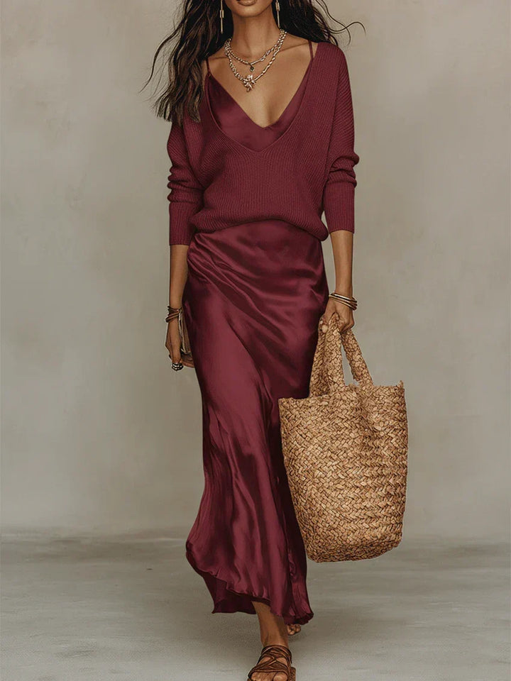 Elena | Midi Dress with Included Sweater