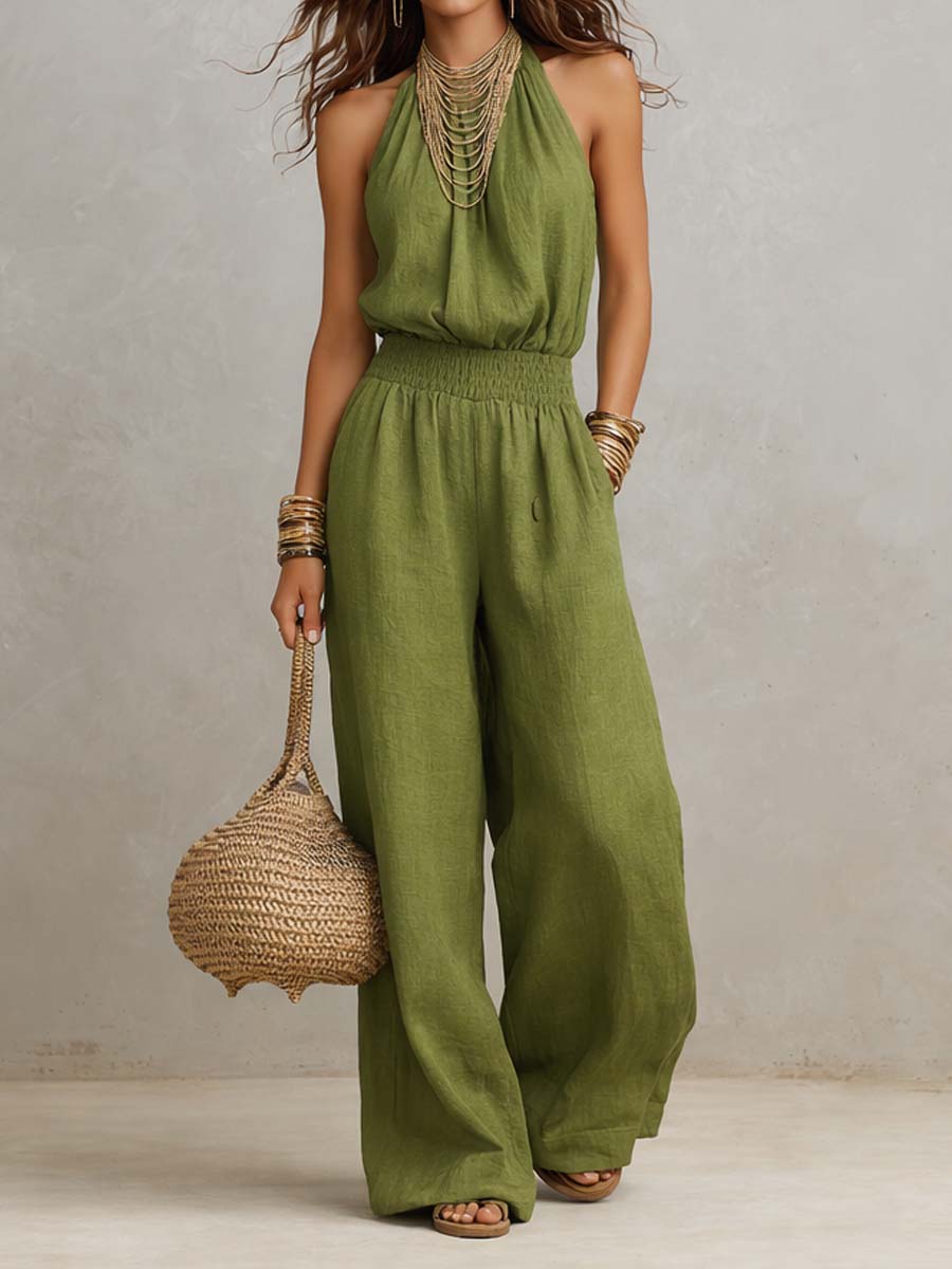 Valeria | Halter Neck Wide-Leg Jumpsuit