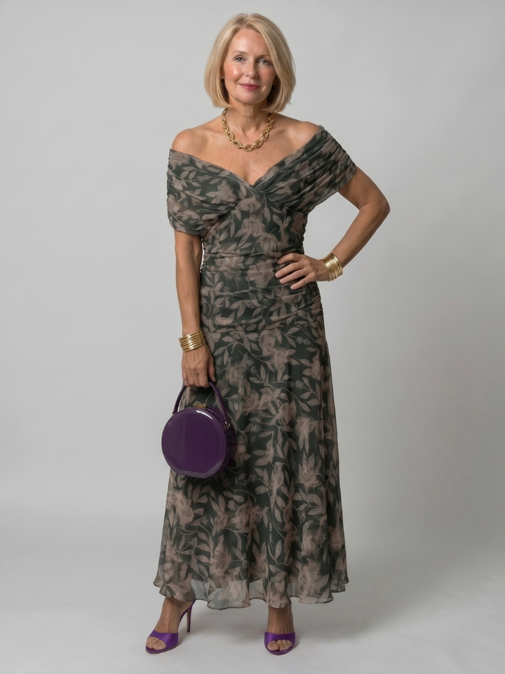 Isabella | Off Shoulder Flow Midi Dress