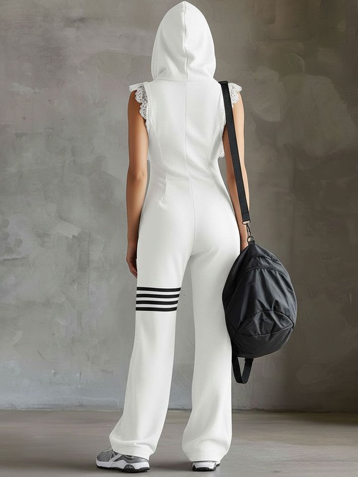 Giada™ | Retro Sports Hooded Striped Jumpsuit