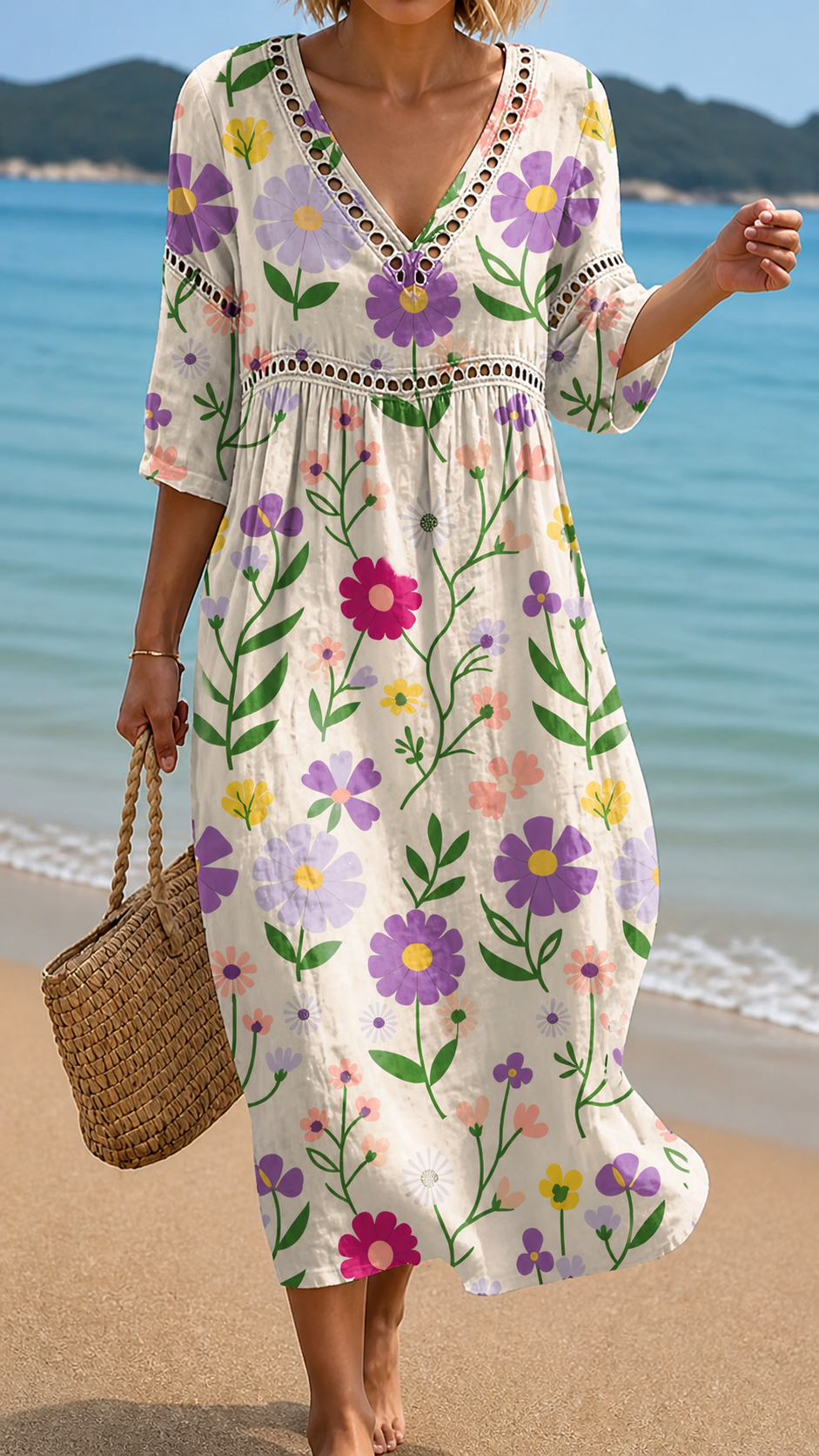 Vibrant Floral Beach Dress