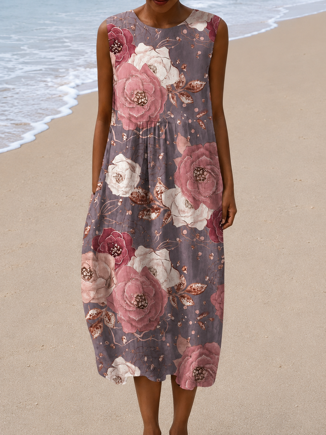 Victoria - Women’s Sleeveless Relaxed Fit Midi Dress