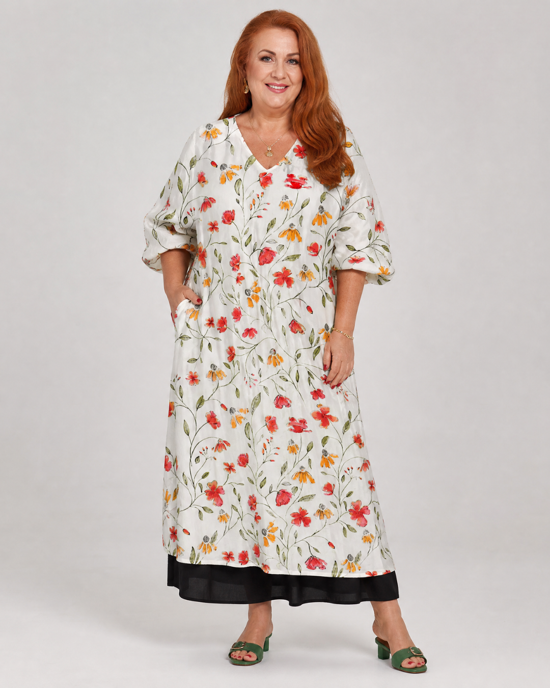 Colesum | Wildflower Print Everyday Swing Midi Dress