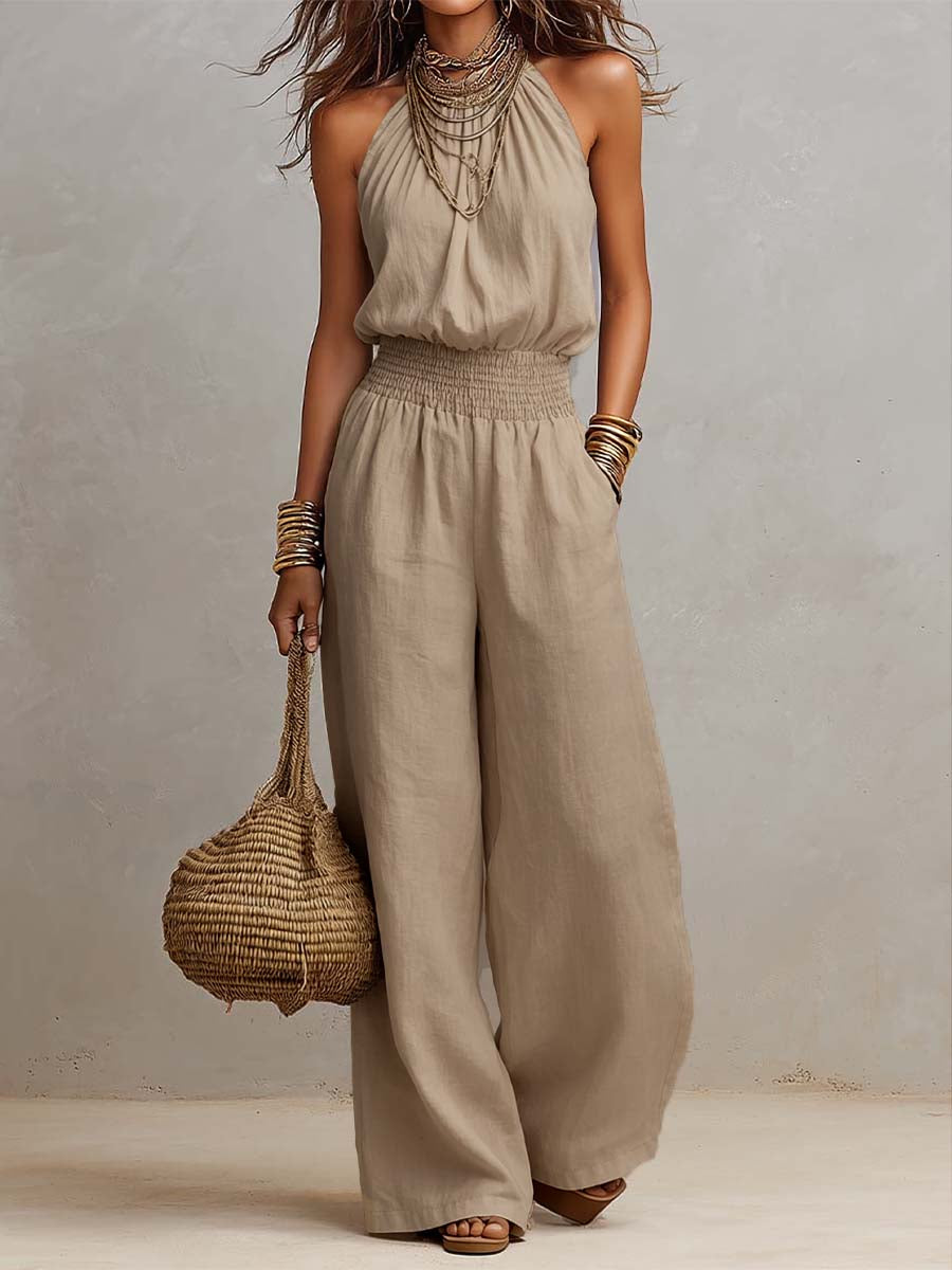 Valeria | Halter Neck Wide-Leg Jumpsuit