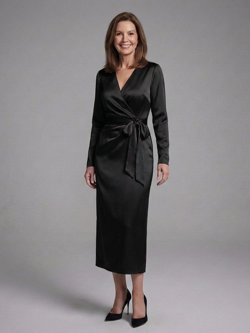 Alouette | Long Sleeve Wrap Tie Midi Dress