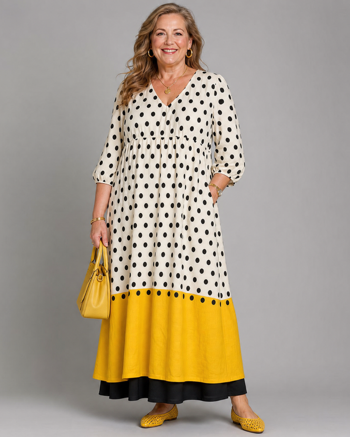 Marimana | Polka Dot Color Block Everyday Midi Dress