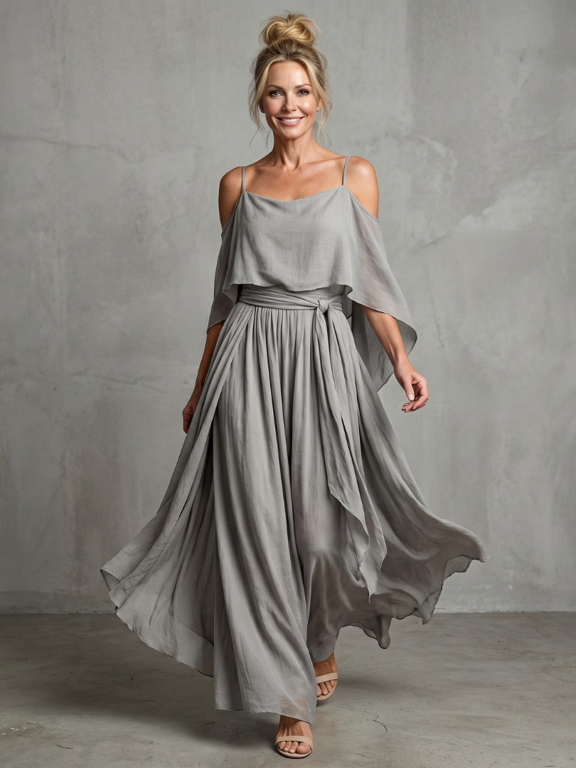 Marisa™ | Layered Cold Shoulder Wide Leg Set