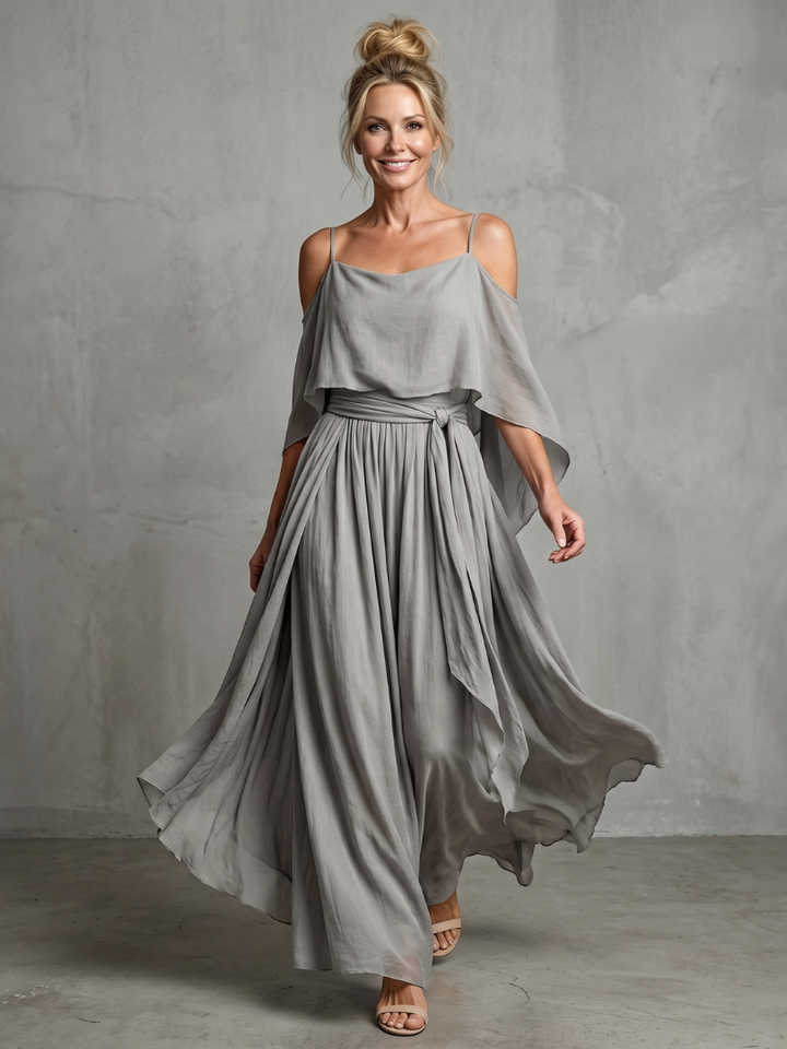 Marisa™ | Layered Cold Shoulder Wide Leg Set