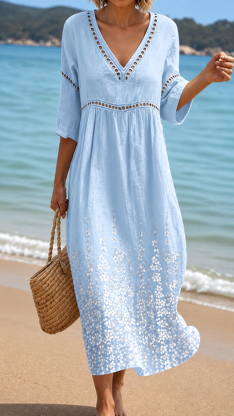 Soft Summer Midi Dress in Blue