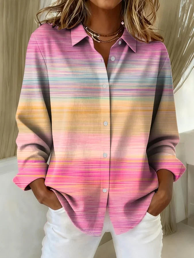 Women's Casual Retro Pink Gradient Shirt