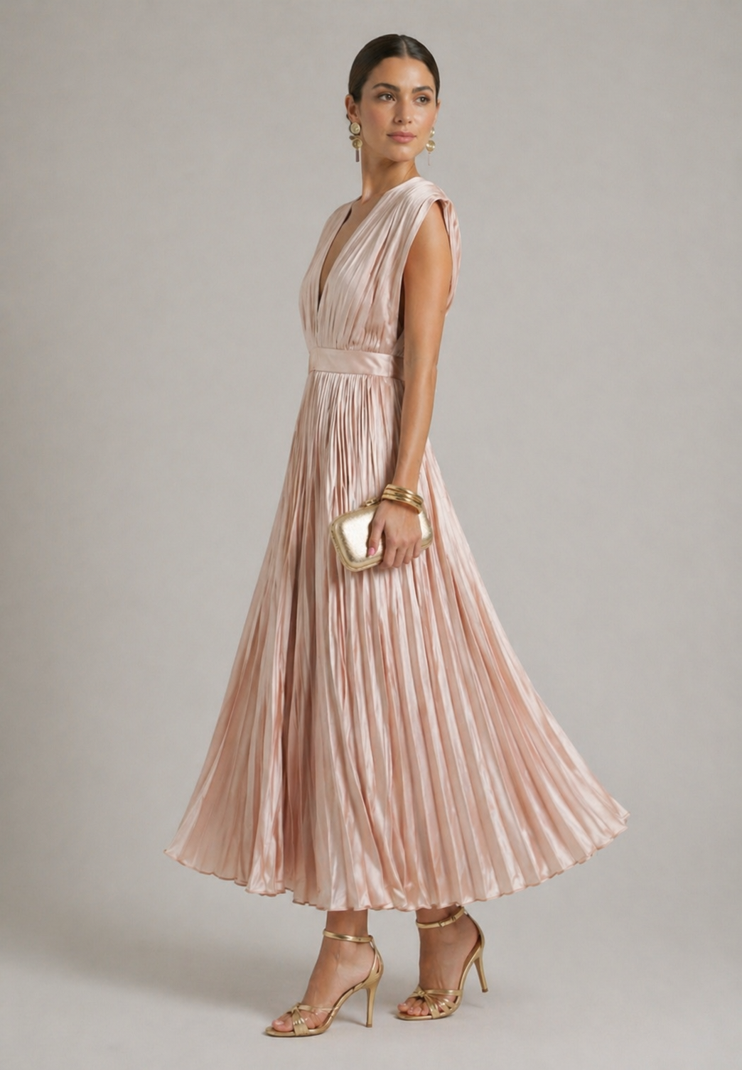 Lily| Timeless Pleated Midi Dress