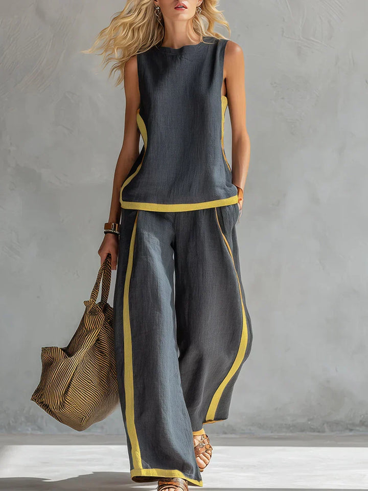 Ursula - Elegant and Casual Set of Vest and Pants with Two-Tone Finishes