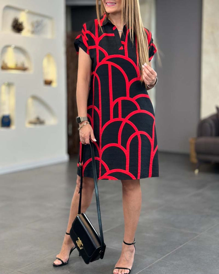 Ellanore™ | Geometric Print Polo Dress