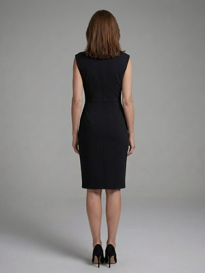 Faelina | Sleeveless Keyhole Ruched Midi Dress