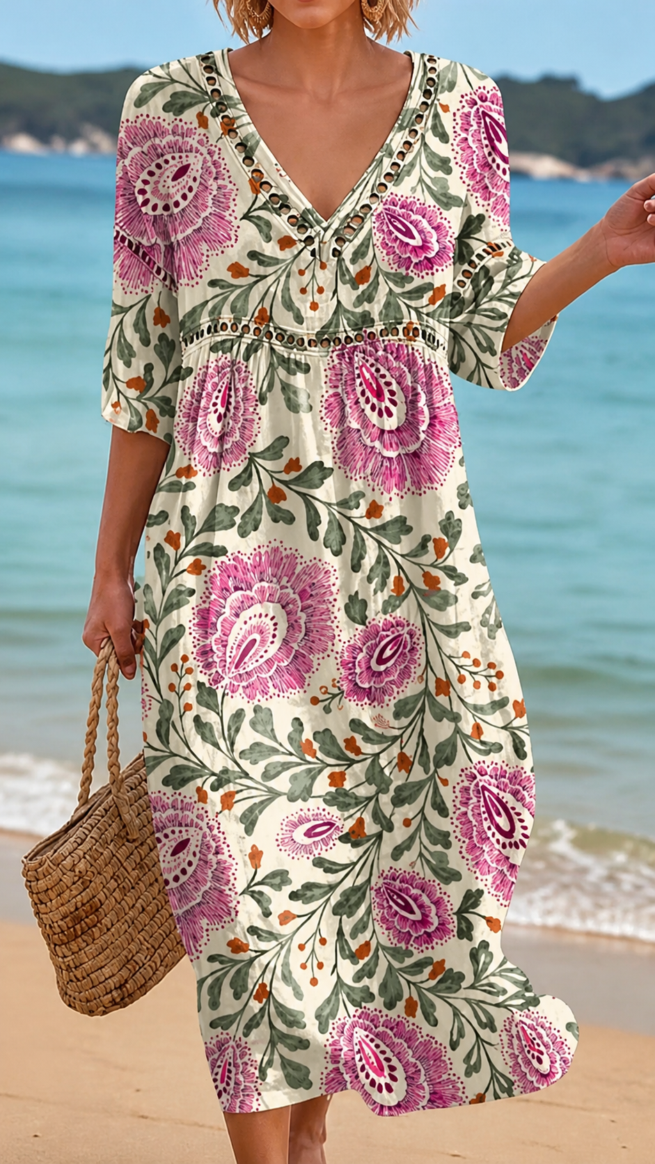 Elegant Floral Beach Dress