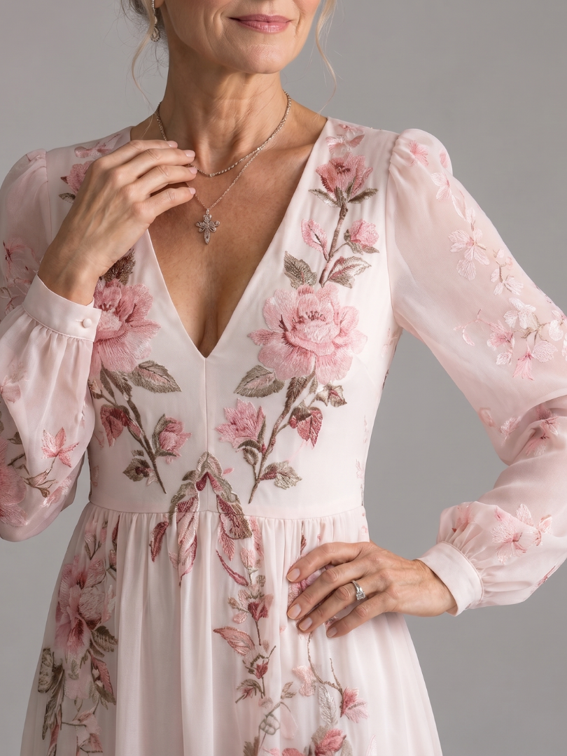 Musal | Long Sleeve Natural Flow Midi Dress