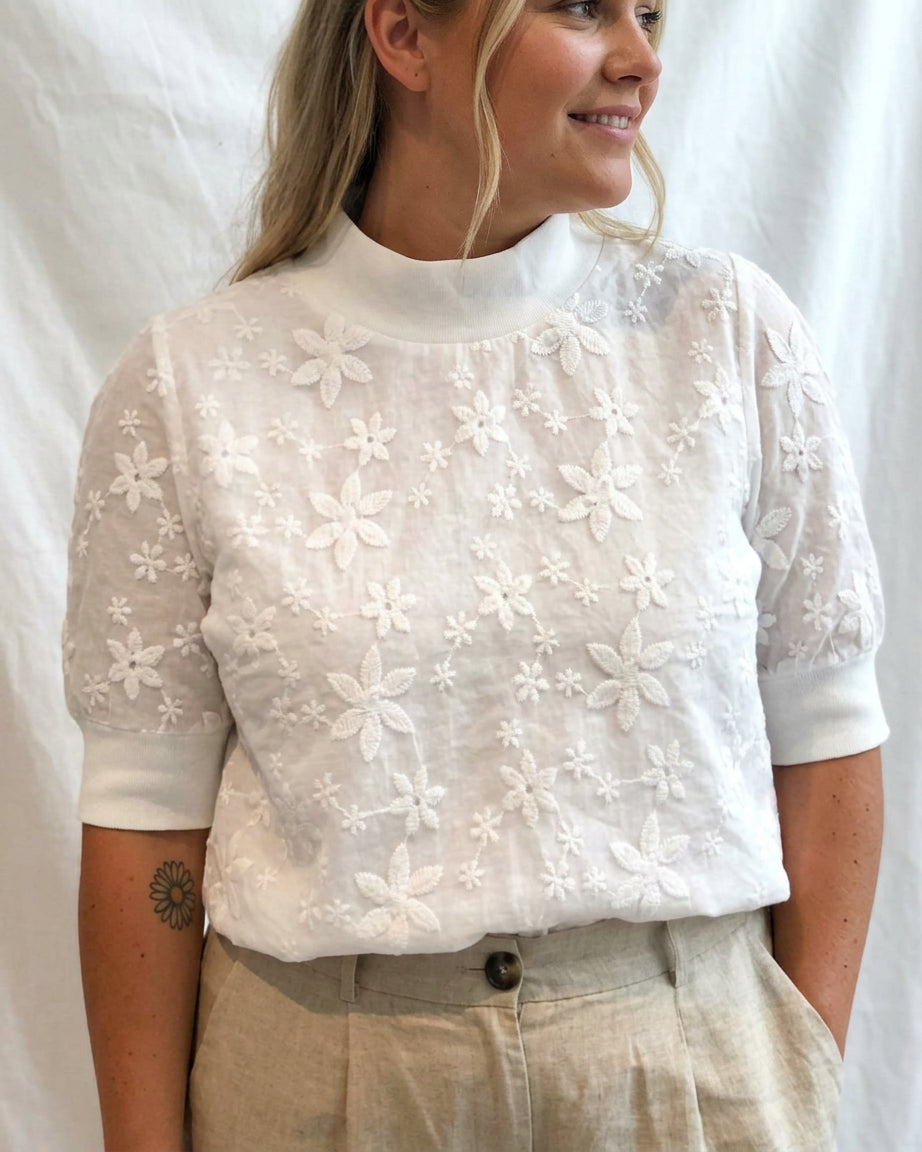Birdie | Floral Solid Stand-Up Collar