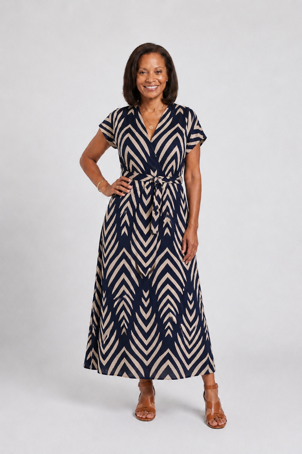 Ora | Airy Fit Patterned Midi Dress