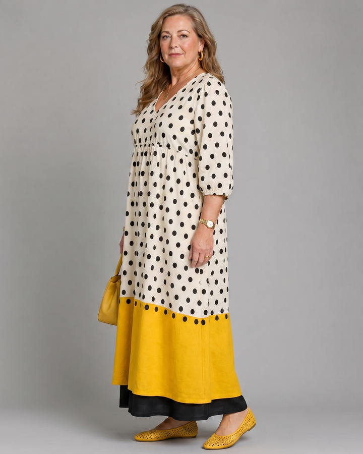 Marimana | Polka Dot Color Block Everyday Midi Dress