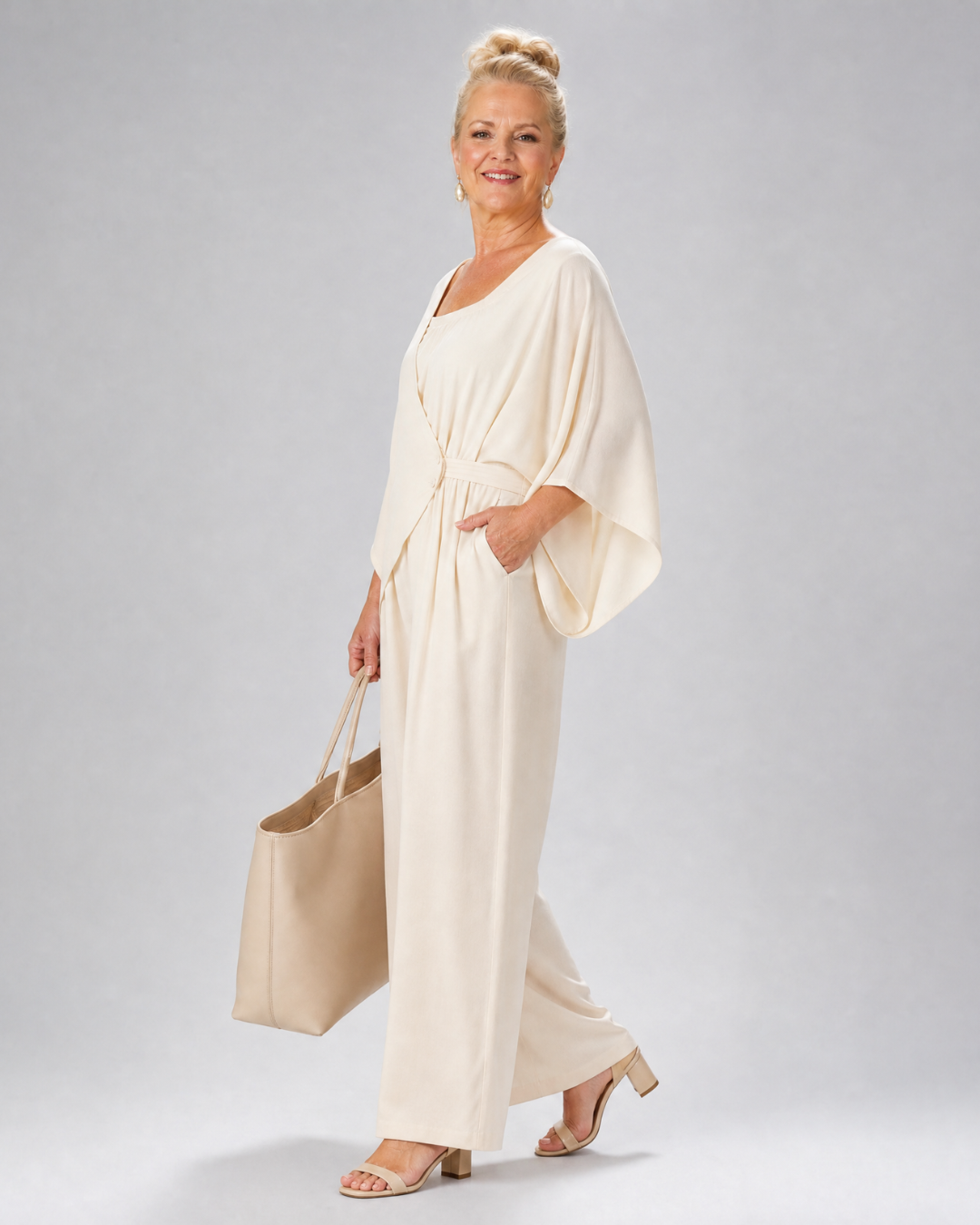 Vemrina | Draped Off Shoulder Top And Wide Leg Pants Set