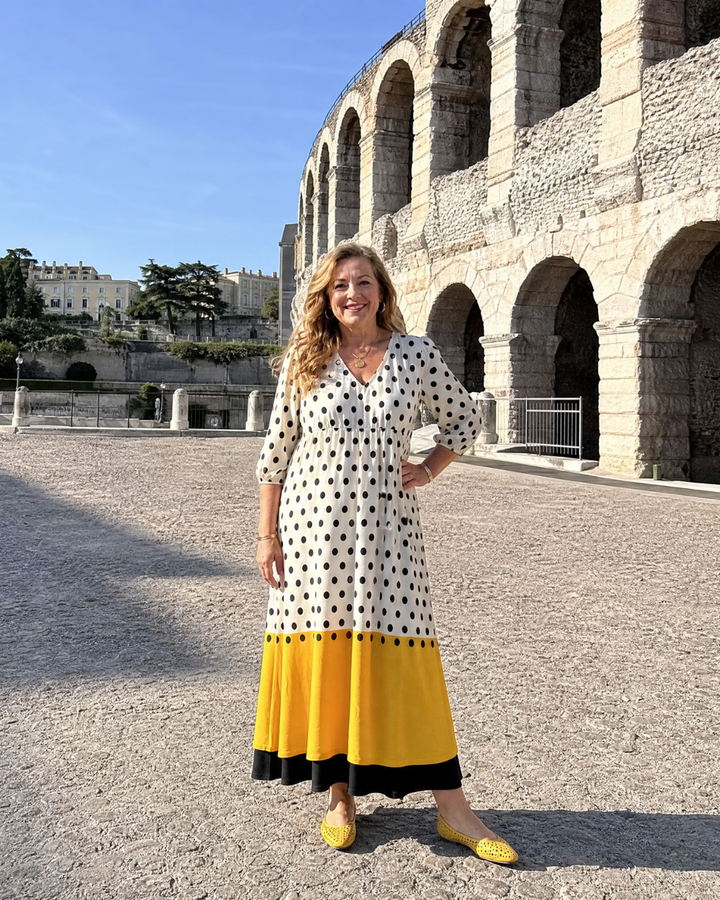 Marimana | Polka Dot Color Block Everyday Midi Dress