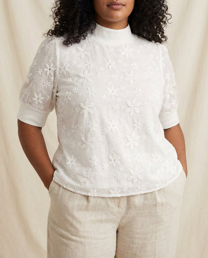 Birdie | Floral Solid Stand-Up Collar