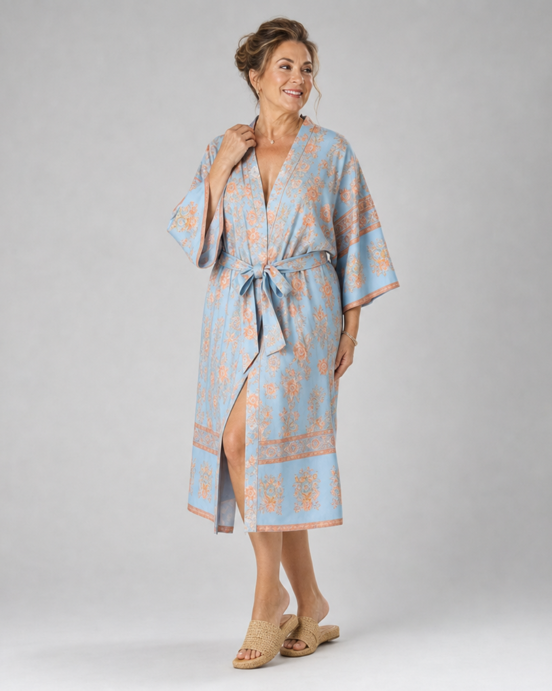 Miralyn | Floral Satin Wrap Lounge Robe