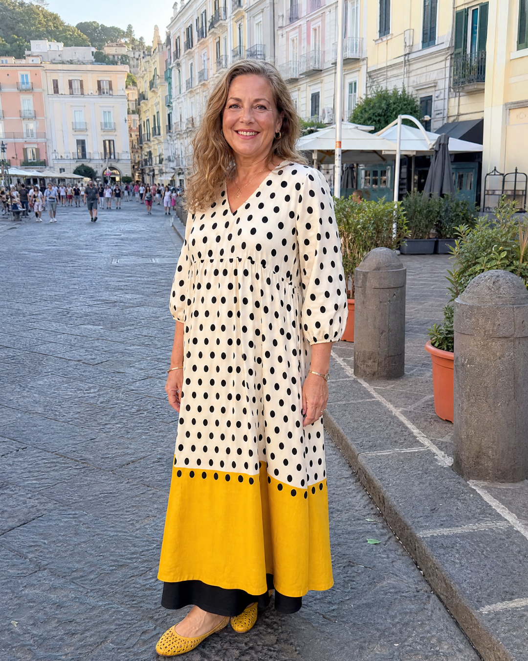 Marimana | Polka Dot Color Block Everyday Midi Dress