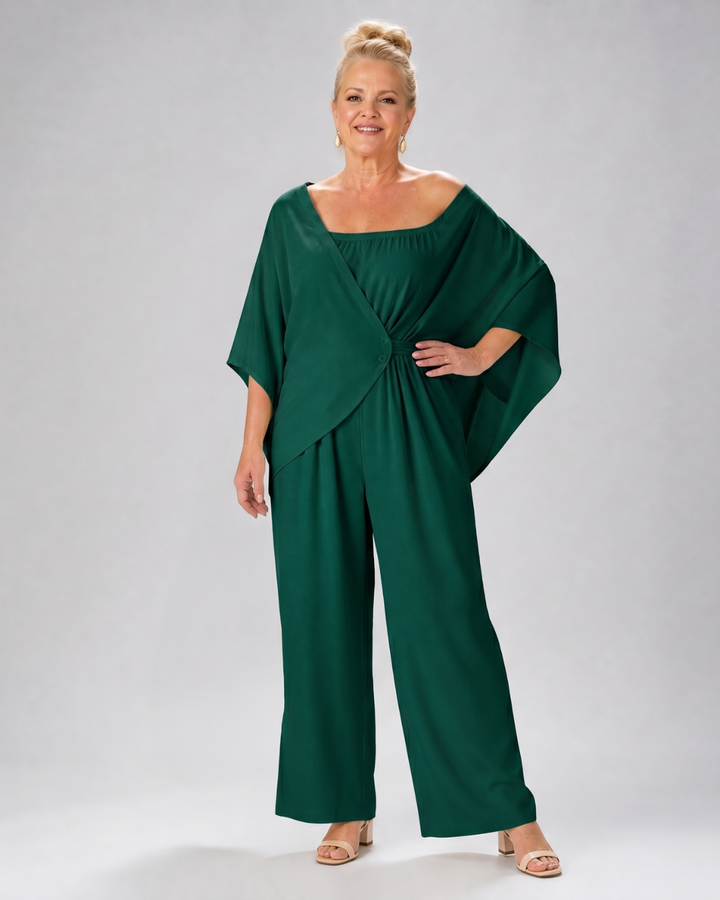 Vemrina | Draped Off Shoulder Top And Wide Leg Pants Set
