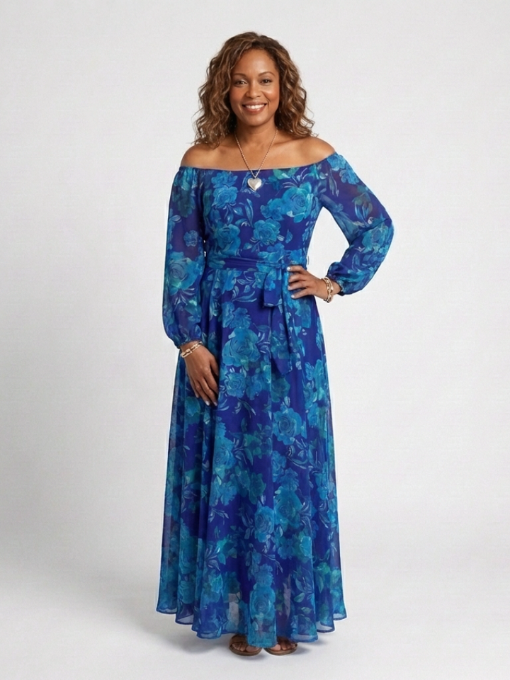 Barbara | Off Shoulder Floral Maxi Dress