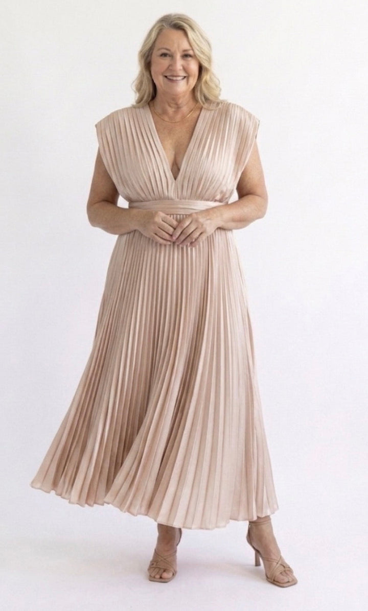 Lily| Timeless Pleated Midi Dress