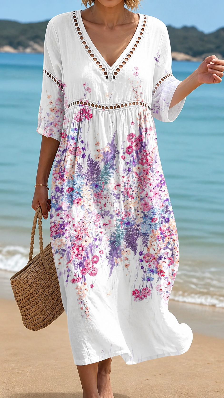 Lightweight and Airy Floral Beach Dress