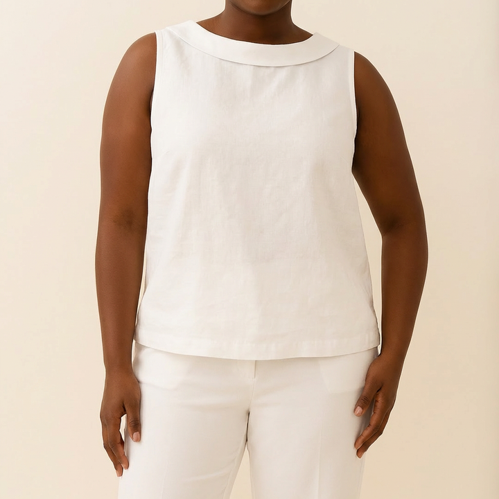 Genevieve | Sleeveless Roll Collar Top