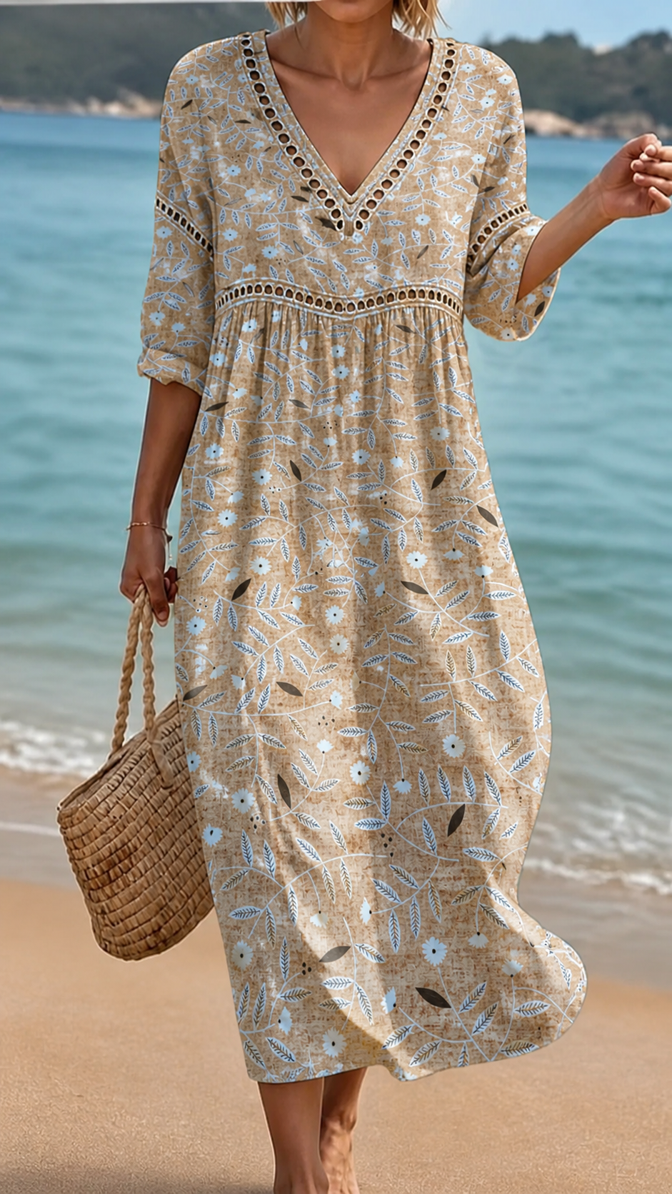 Floral Beach Dress in Warm Tones