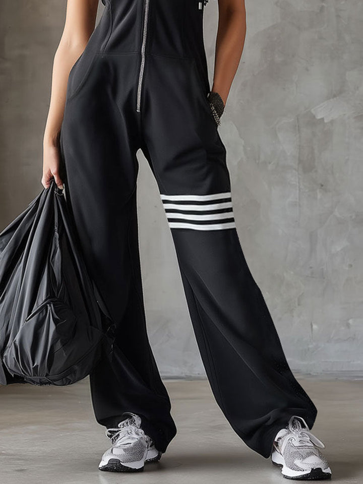 Giada™ | Retro Sports Hooded Striped Jumpsuit