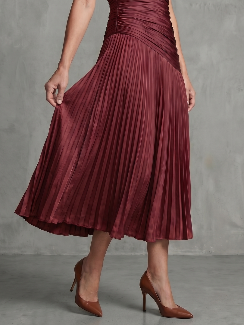 Theodora™ | Pleated Waist Stripe Midi Dress