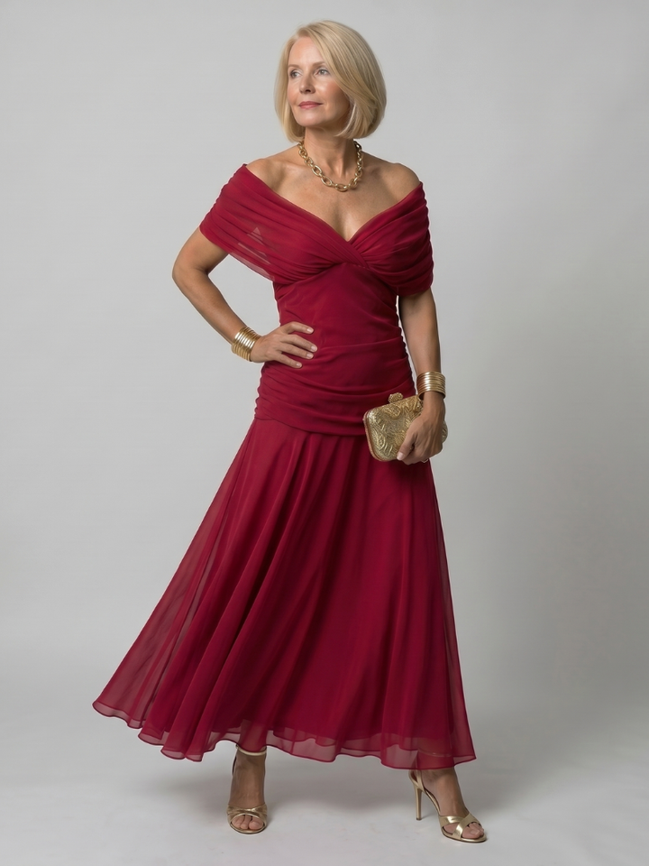 Isabella | Off Shoulder Flow Midi Dress
