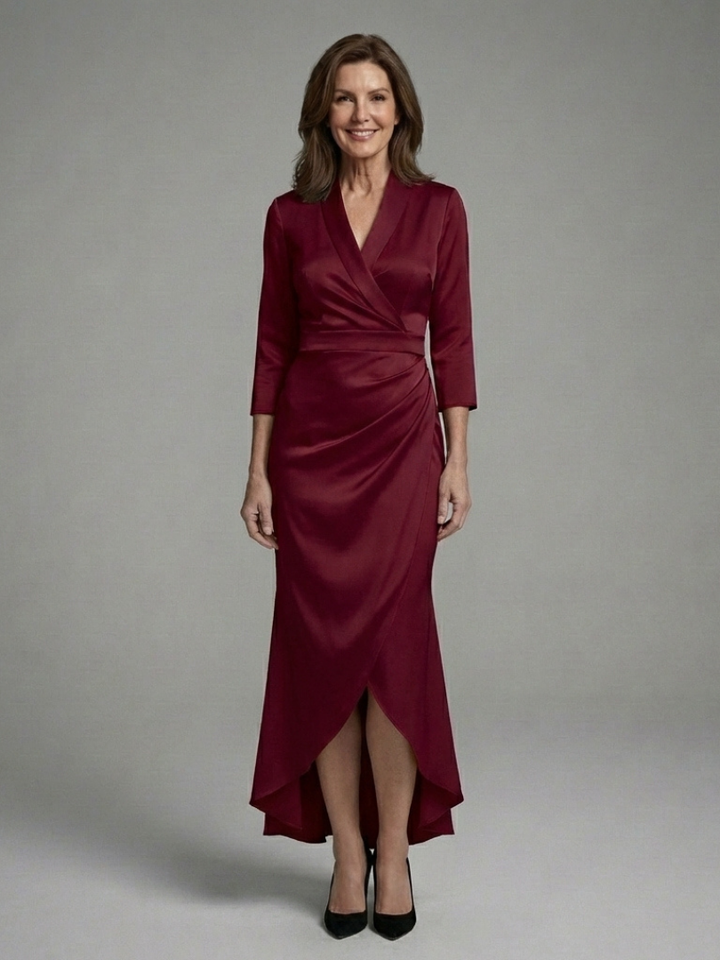 Celestine | Long Sleeve Wrap High Low Midi Dress