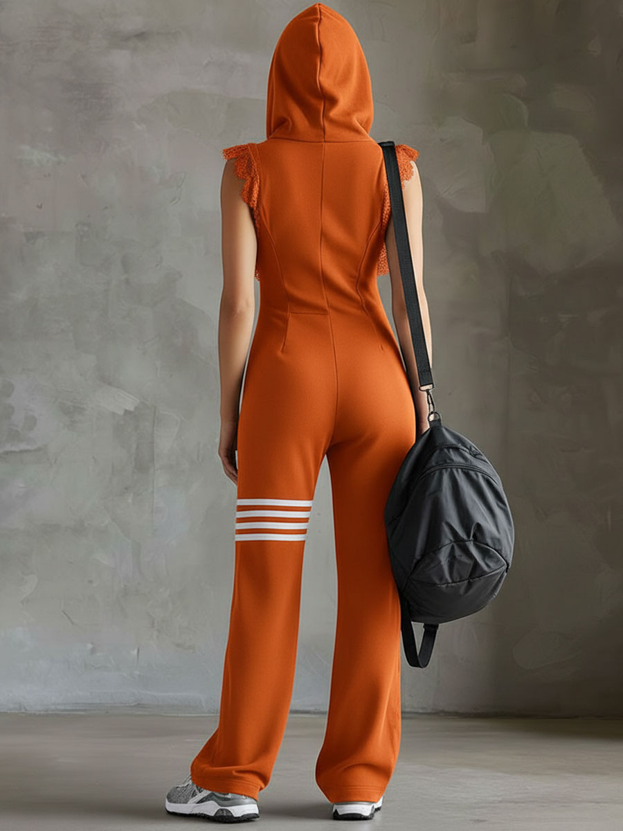 Giada™ | Retro Sports Hooded Striped Jumpsuit