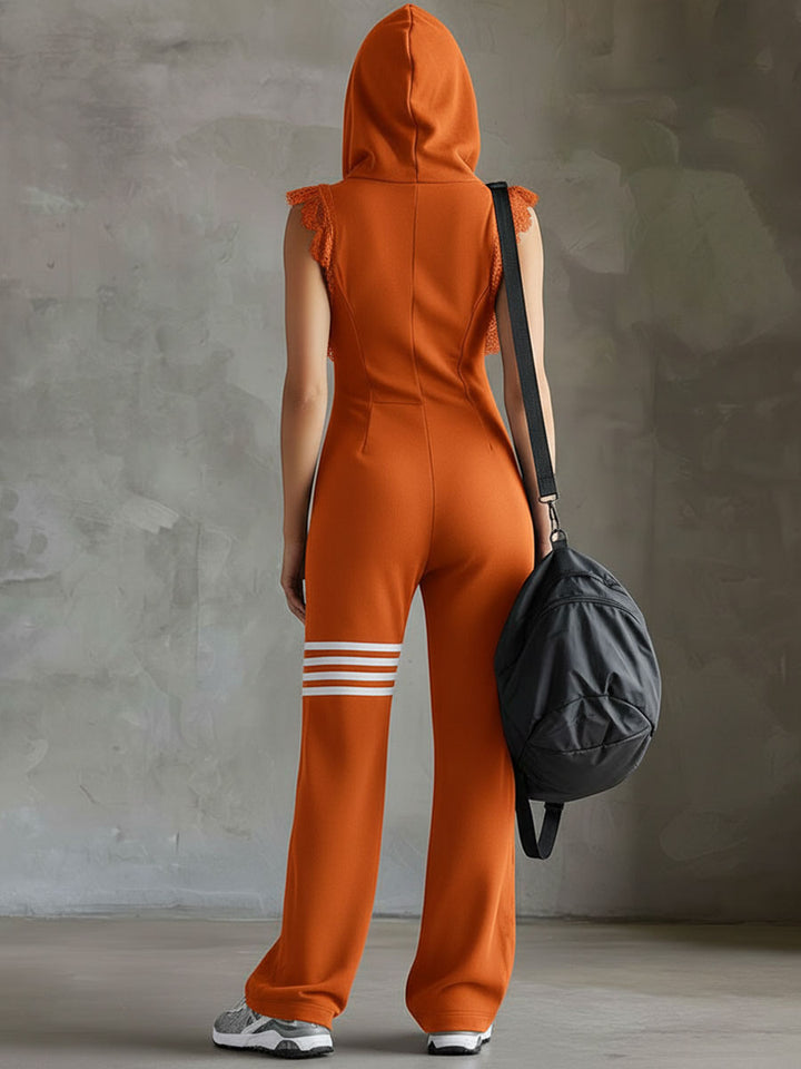 Giada™ | Retro Sports Hooded Striped Jumpsuit