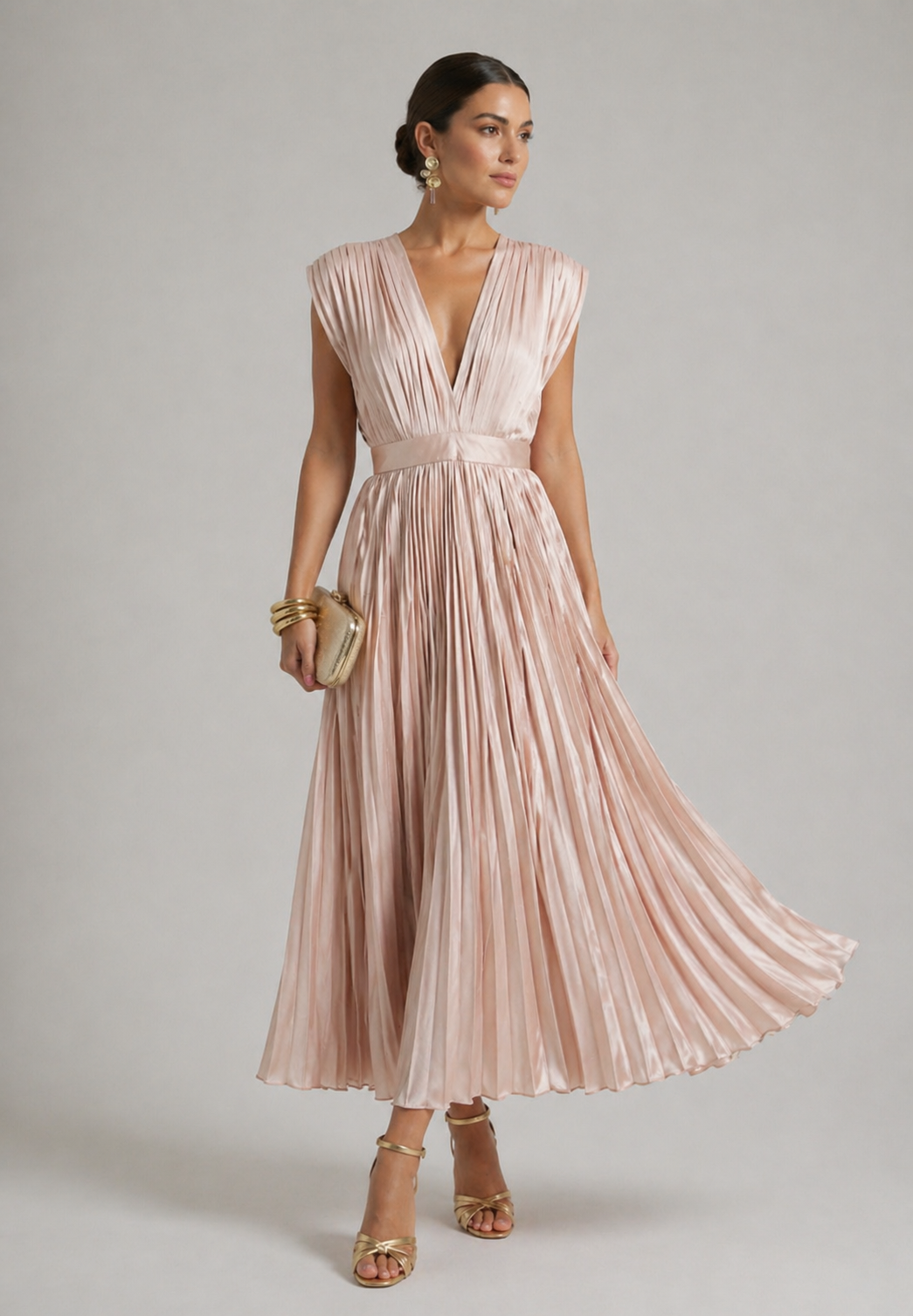 Lily| Timeless Pleated Midi Dress