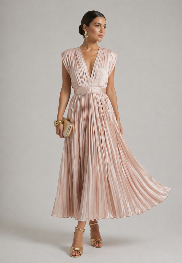 Lily| Timeless Pleated Midi Dress