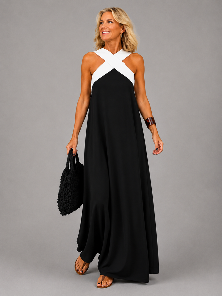Velora™ | Cross Elegance Maxi Dress