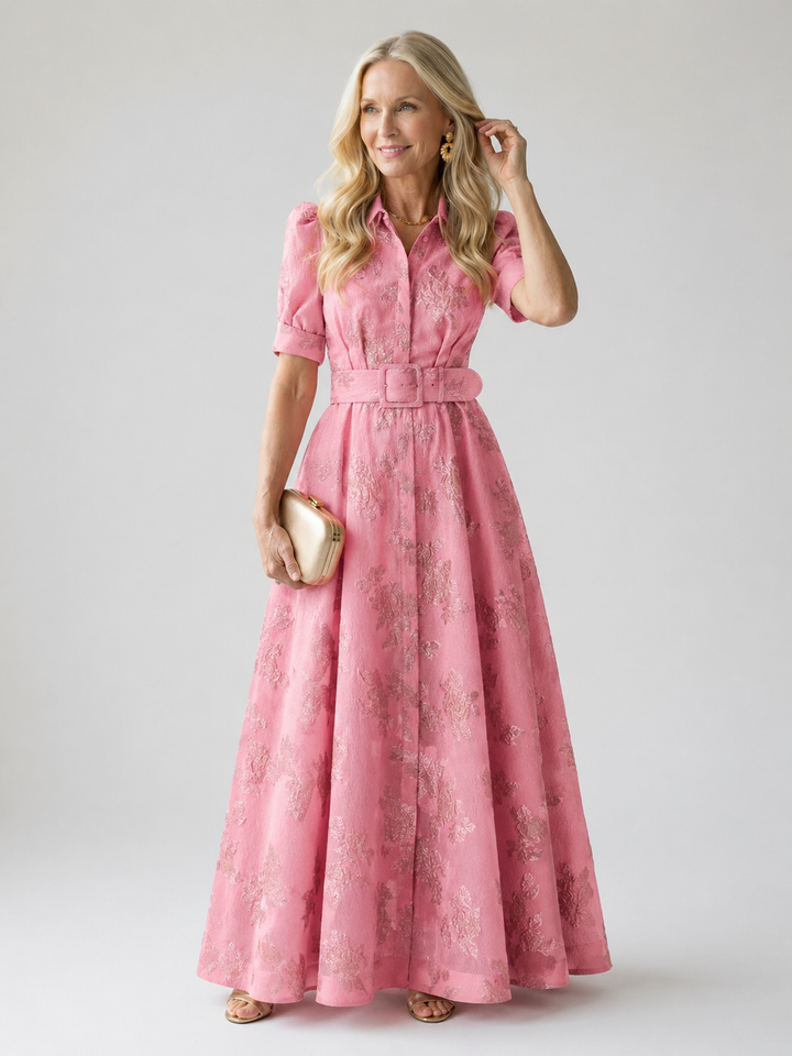 Linda | Belted Floral Maxi Dress