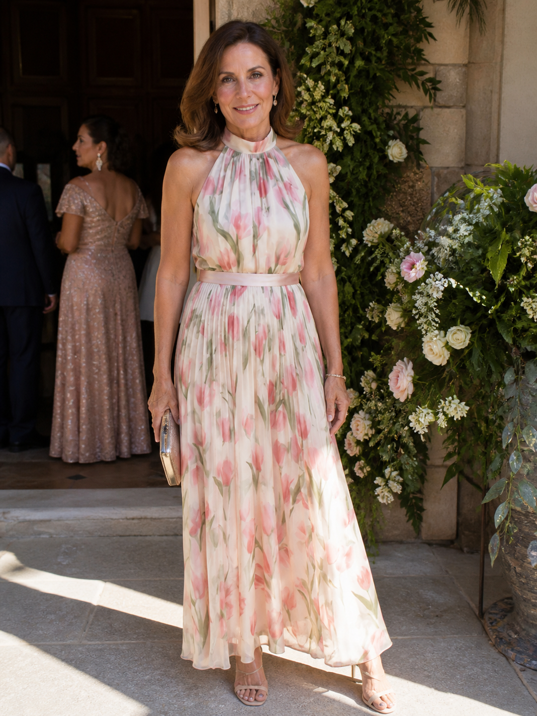 Melanie | Halter Neck Floral Midi Dress