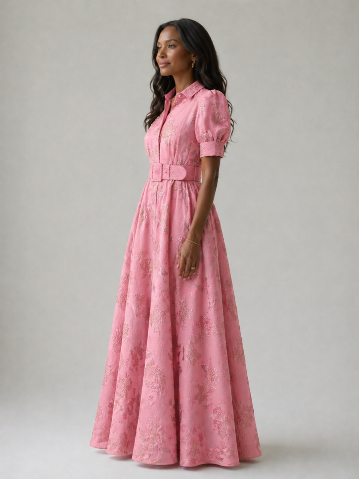 Audrey | Belted Floral Maxi Dress