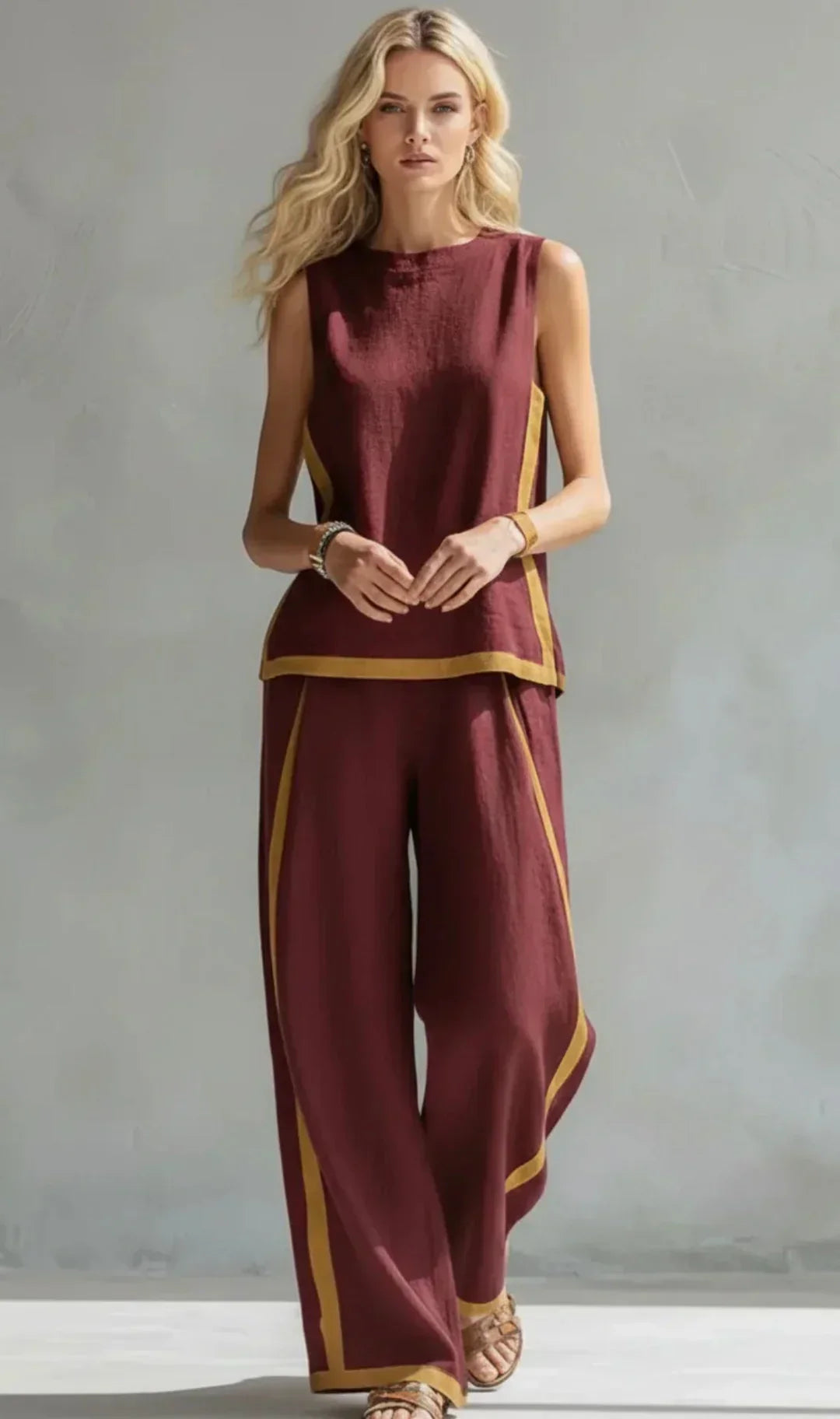 Ursula - Elegant and Casual Set of Vest and Pants with Two-Tone Finishes